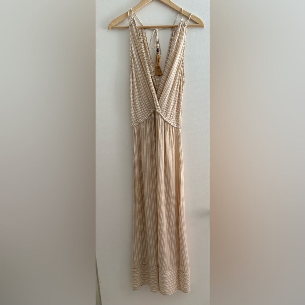 Blue Island Cream Striped Maxi Dress